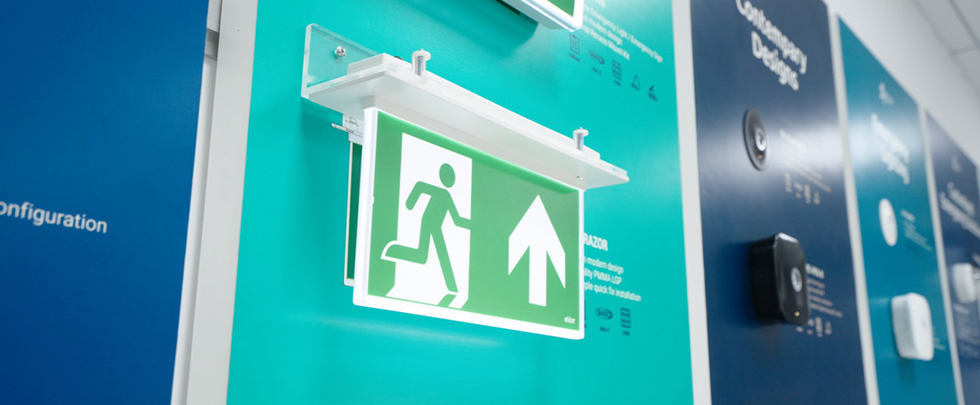 Ektor Razor Exit Sign on Display