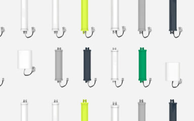 Lots of Lithium batteries in different colours seen from above